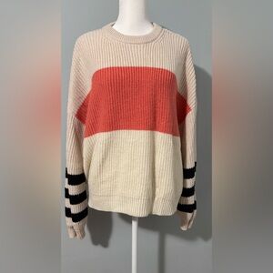 Sanctuary Coral and Cream Striped Sweater Size M